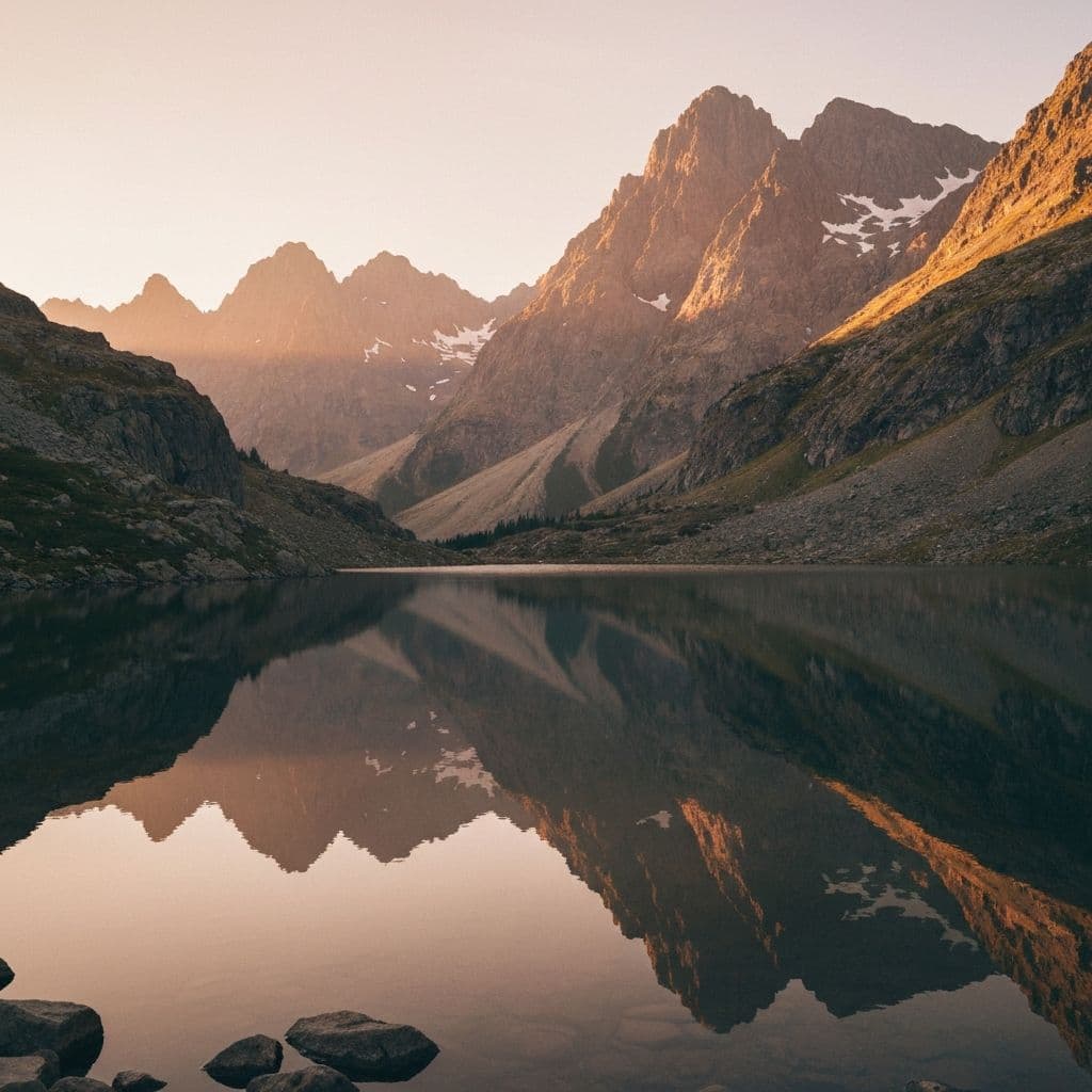 Dramatic landscape photograph at golden hour